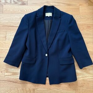 Ports navy cropped 3/4 sleeve blazer
